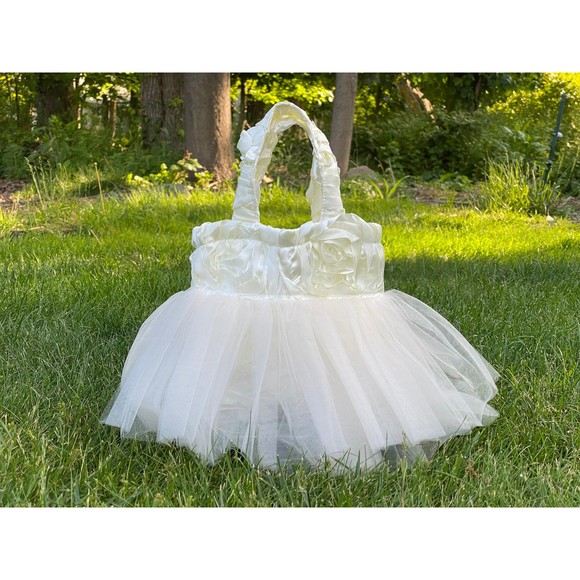 Princess Tote, Bridesmaid Bag, Bridal Flower Girl Bag, Ballerina Tote, Ivory - Picture 1 of 4